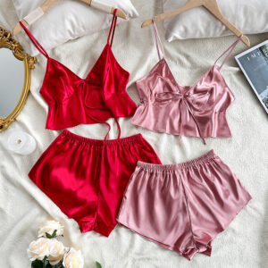 Fashionable And Sexy Backless Strap Dress And Shorts Twopiece Set
