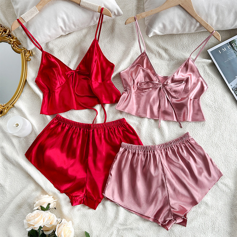 Fashionable And Sexy Backless Strap Dress And Shorts Twopiece Set