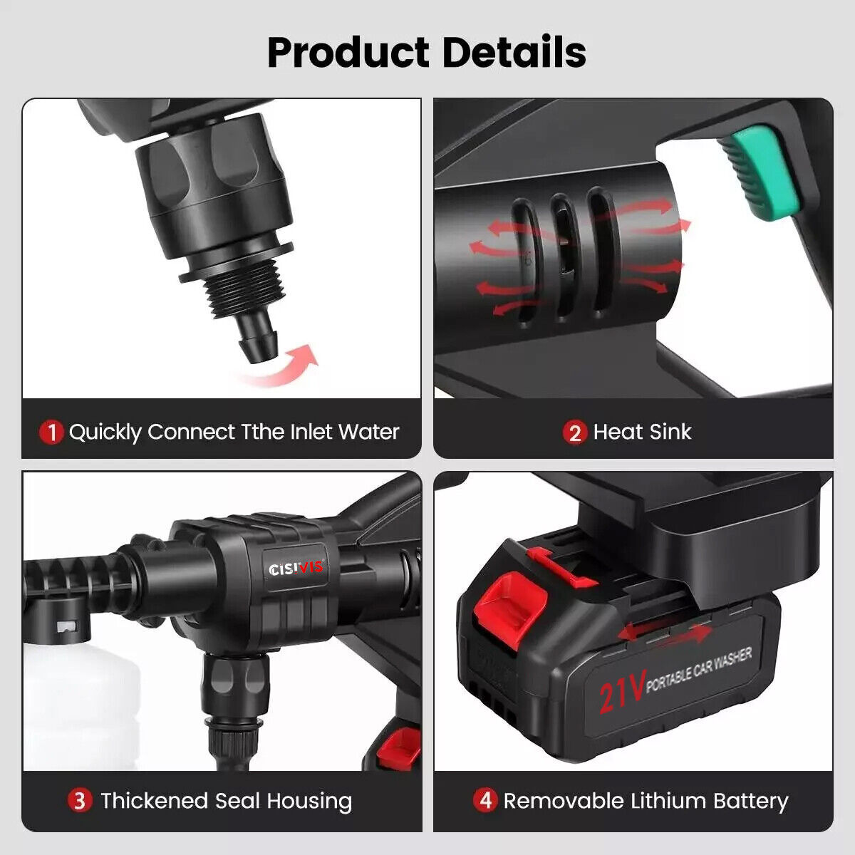 Portable Cordless Car Pressure Washer Water High Jet Wash Cleaner Gun And 2 Battery - Image 10