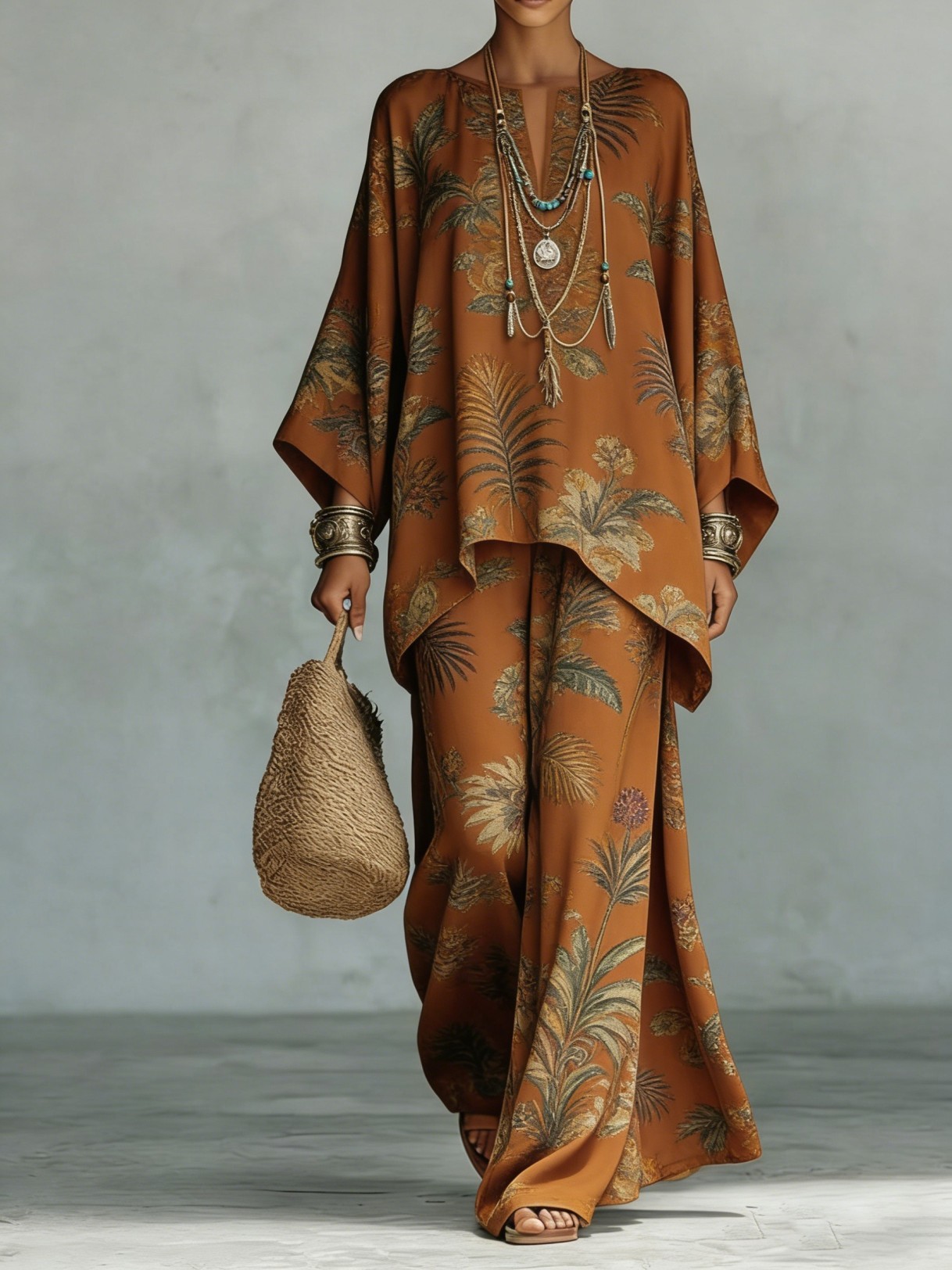 Women's Fashionable Printed Crew-Neck Casual Long-Sleeve Set - Image 8