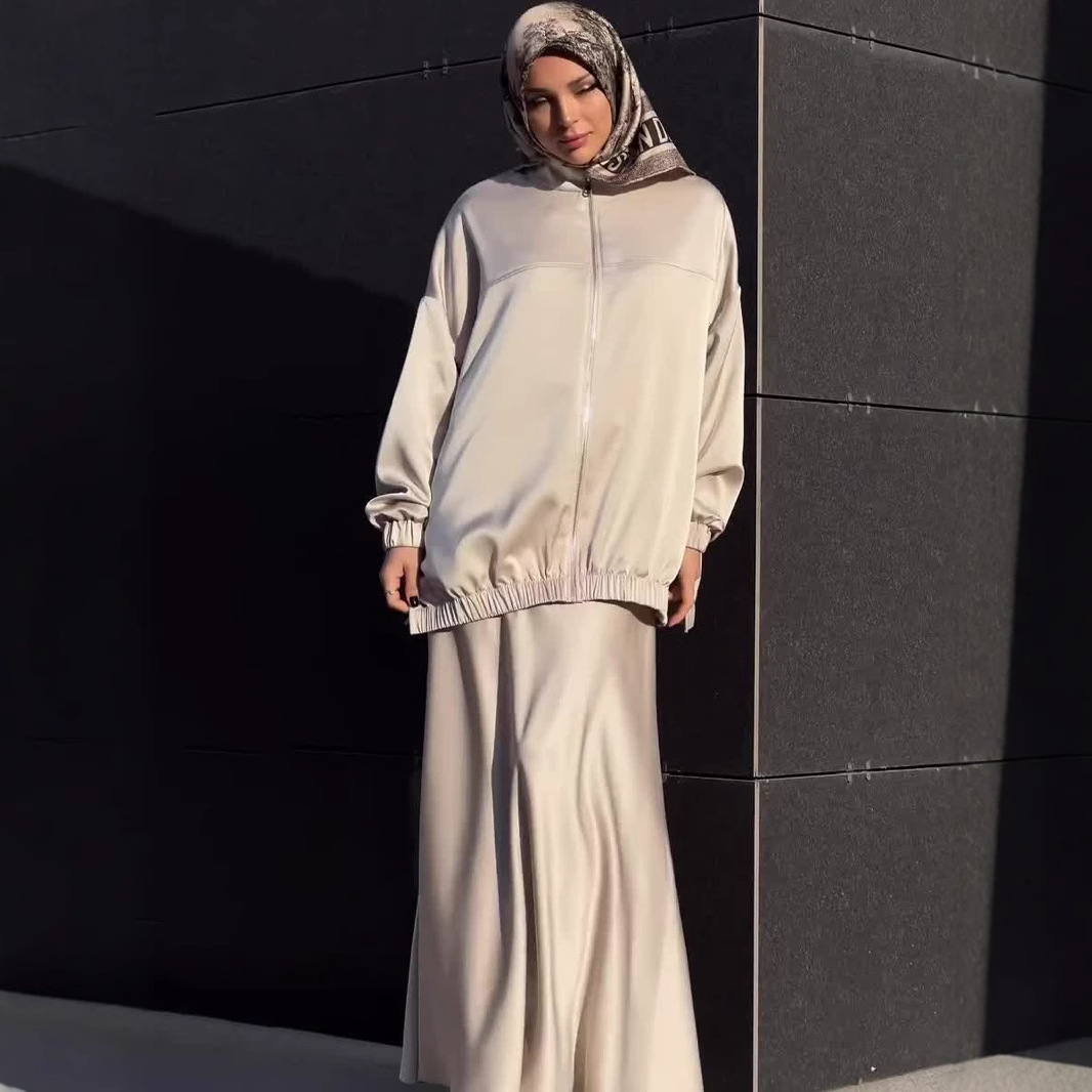 Satin Long-sleeve Dress Set For Women - Image 2