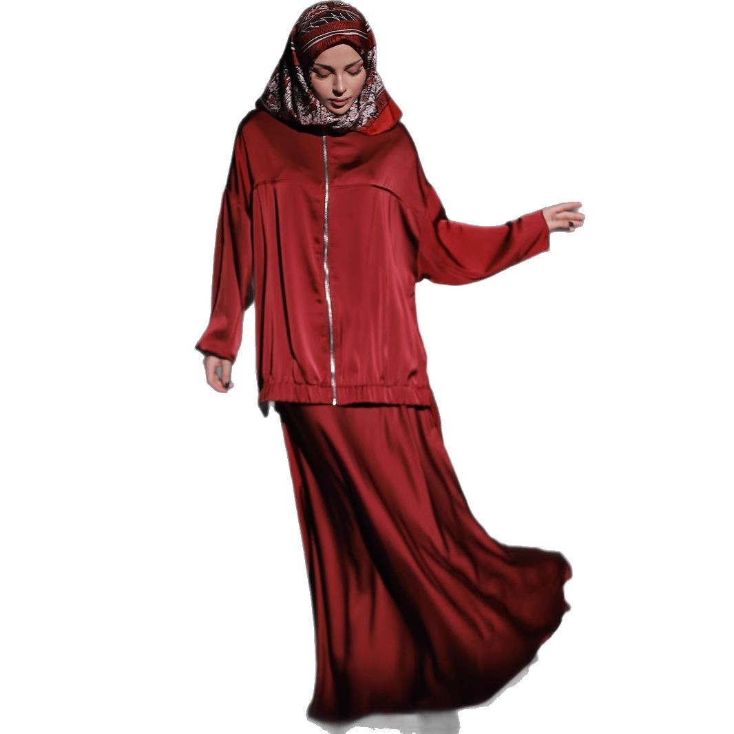 Satin Long-sleeve Dress Set For Women - Image 9
