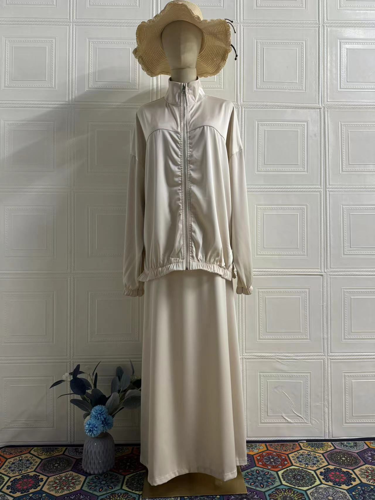 Satin Long-sleeve Dress Set For Women - Image 7