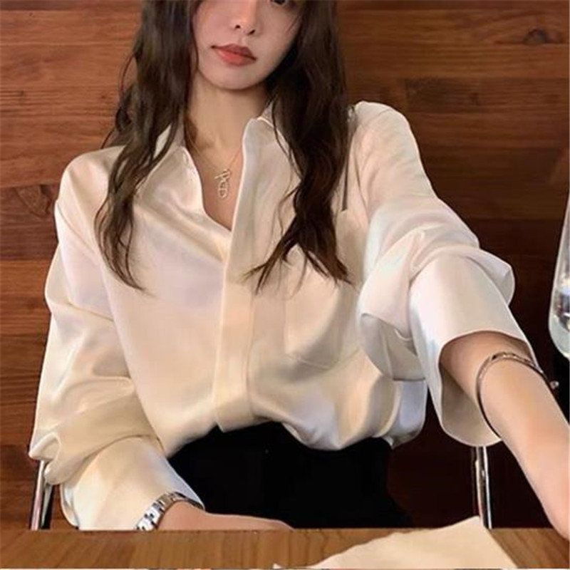 Women’s Summer Design Sense Niche Acetate Satin Salt Shirt