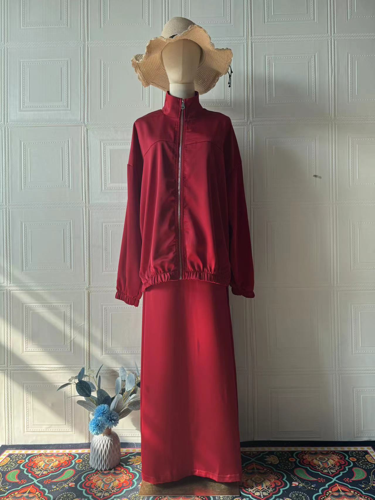 Satin Long-sleeve Dress Set For Women - Image 5