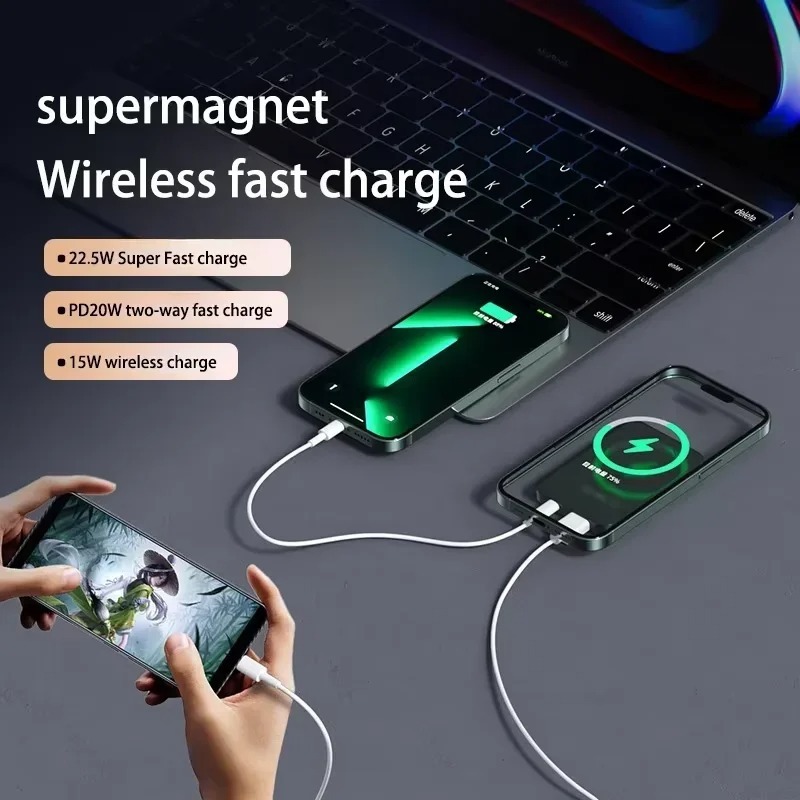 10thousand MAh Magnetische Kabellose Powerbank, Superschnelles Aufladen, Tragbare Externe Akku-Powerbank Fr - Image 3