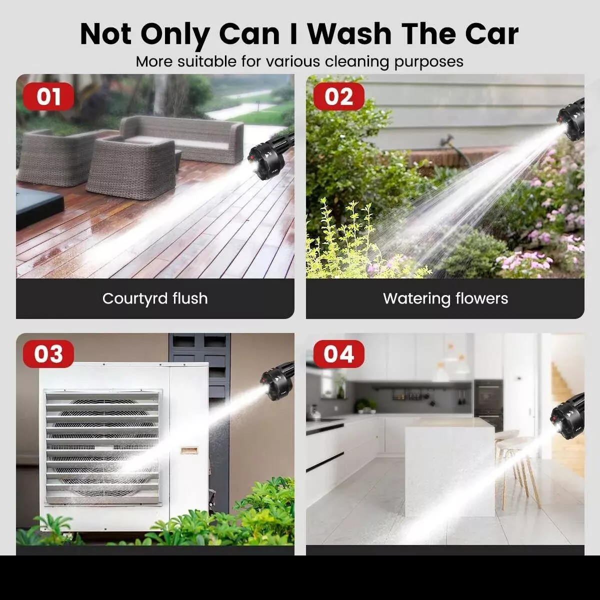 Portable Cordless Car Pressure Washer Water High Jet Wash Cleaner Gun And 2 Battery - Image 3