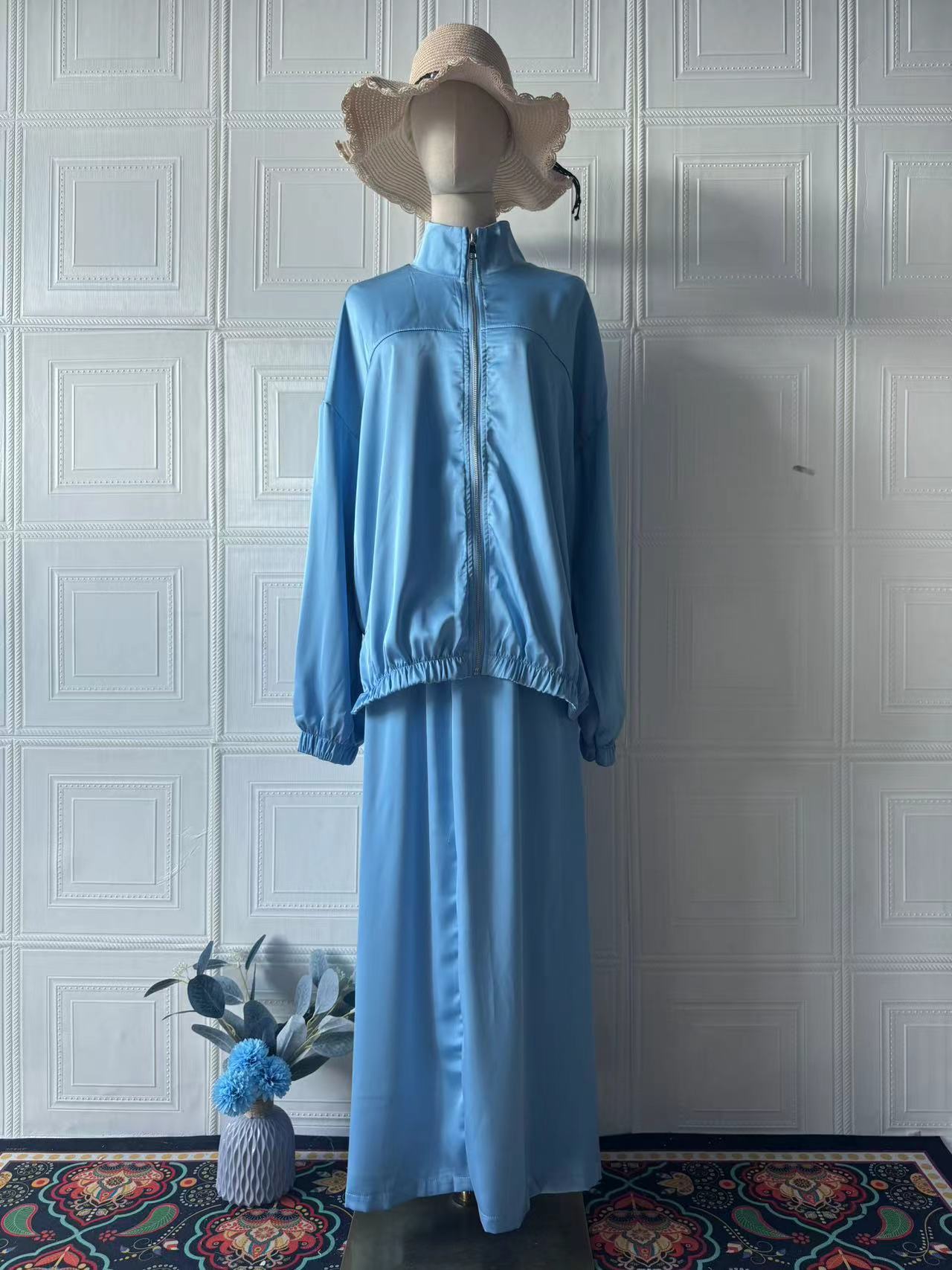 Satin Long-sleeve Dress Set For Women - Image 6