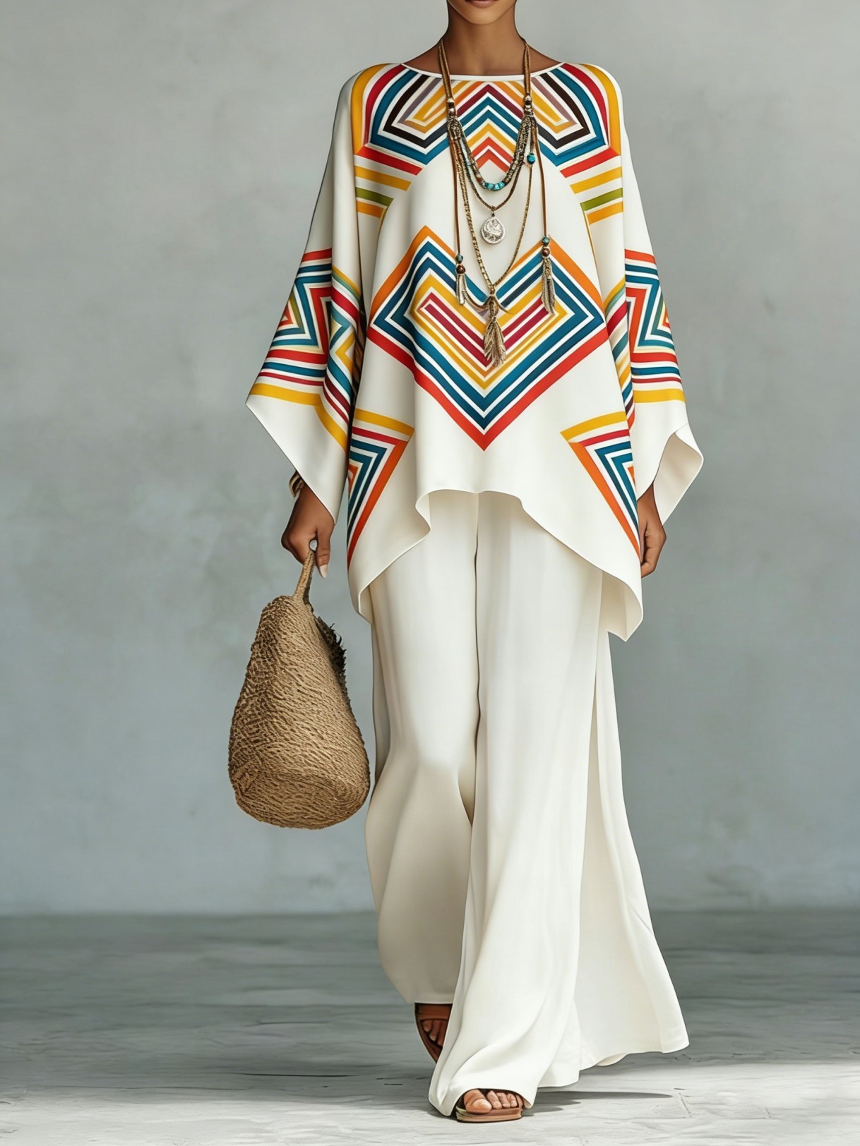 Women's Fashionable Printed Crew-Neck Casual Long-Sleeve Set - Image 4