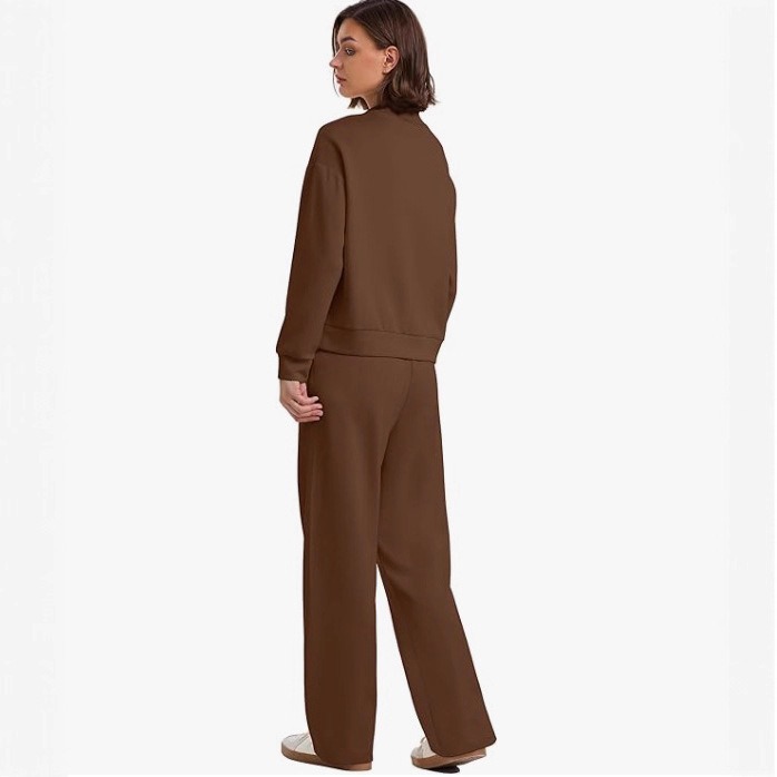 Women's Long-sleeved Sweater And Wide-leg Pants Two-piece Suit - Image 5