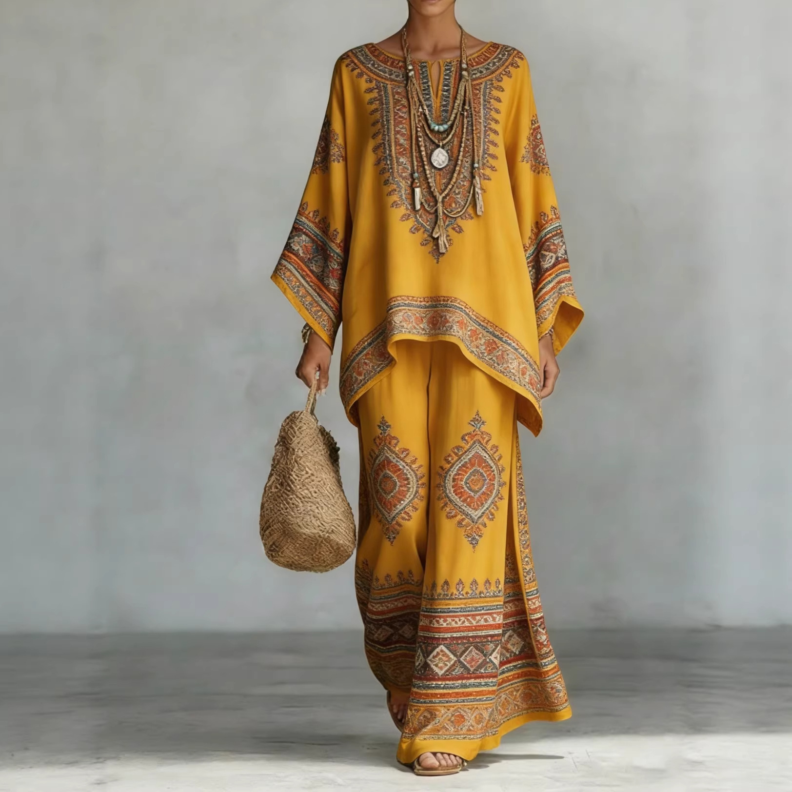 Women's Fashionable Printed Crew-Neck Casual Long-Sleeve Set - Image 7