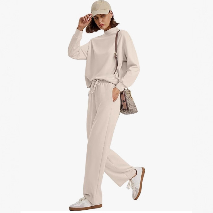 Women’s Long-sleeved Sweater And Wide-leg Pants Two-piece Suit