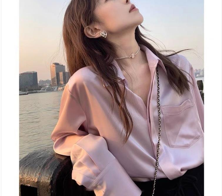 Women's Summer Design Sense Niche Acetate Satin Salt Shirt - Image 3